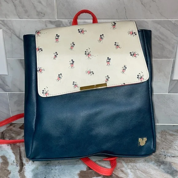 VHTF BNWT Faux Leather Bioworld Classic Mickey Mouse Backpack Patriotic Colors Disney Mickey and Minnie Mouse mini Backpack Faux Leather  main image 4